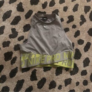 Nike Women's Gray and Lime Crop Top